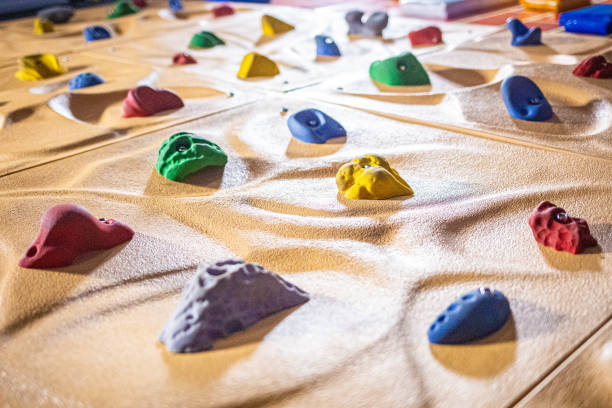 istock Chalenging climbing wall activity indoor nobody close up 1165419956