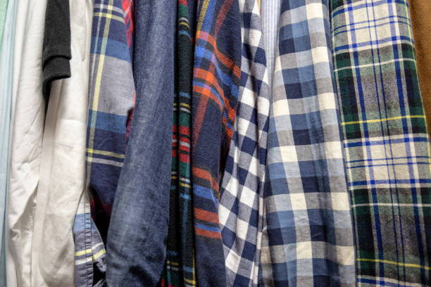 istock Assorted Men's Shirts Hanging in a Closet 1165422048