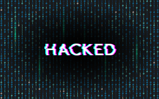 Glitch Hacked On Matrix Background Binary Code With Stereo Effect Text ...