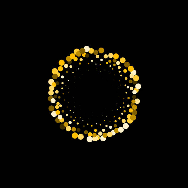 istock Luxury round glitter golden on black background. Gold glitter circle, round and diamond particles. Template with glitter for logo, greetind card, certificate, gift voucher and covers. 1165427360
