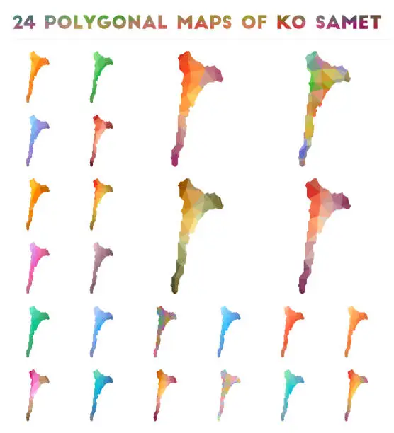 Vector illustration of Set of vector polygonal maps of Ko Samet.