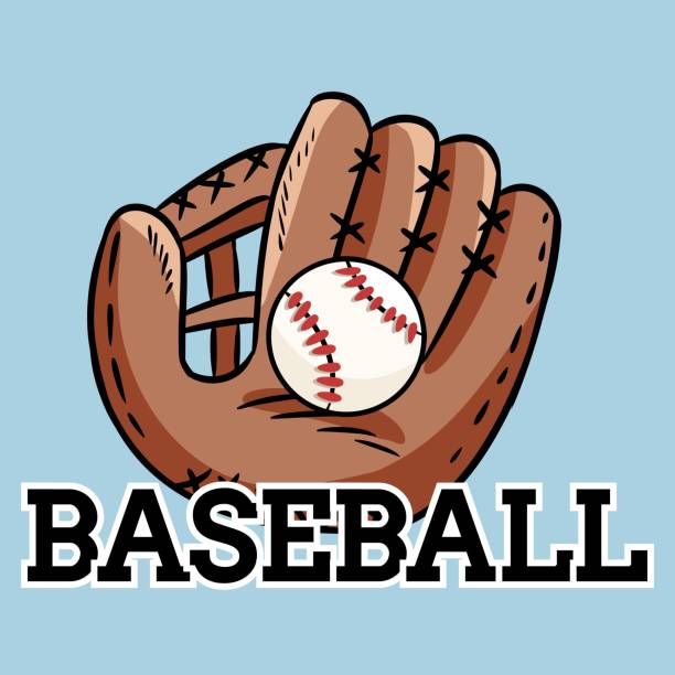istock Hand drawn doodle of baseball glove holding a ball. Cartoon style drawing, for posters, decoration and print. Vector illustration 1165448632