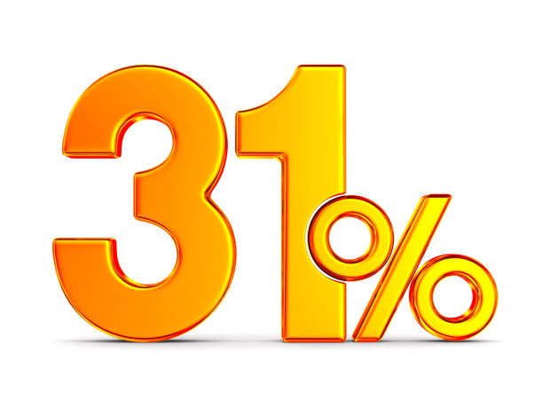 istock thrity one percent on white background. Isolated 3D illustration 1165455006