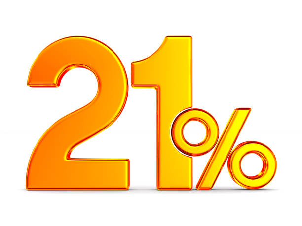 istock twenty one percent on white background. Isolated 3D illustration 1165455008