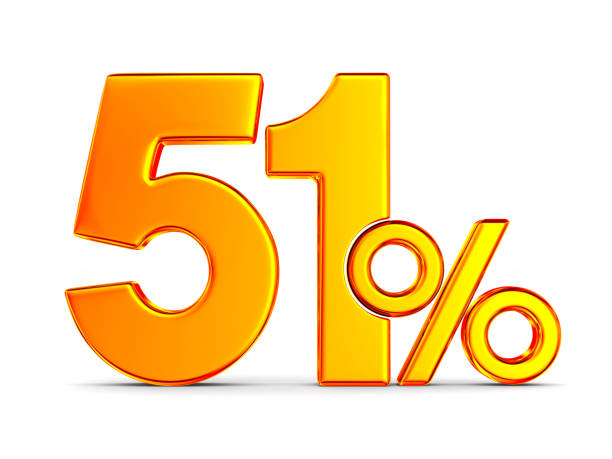 istock fifty one percent on white background. Isolated 3D illustration 1165455054