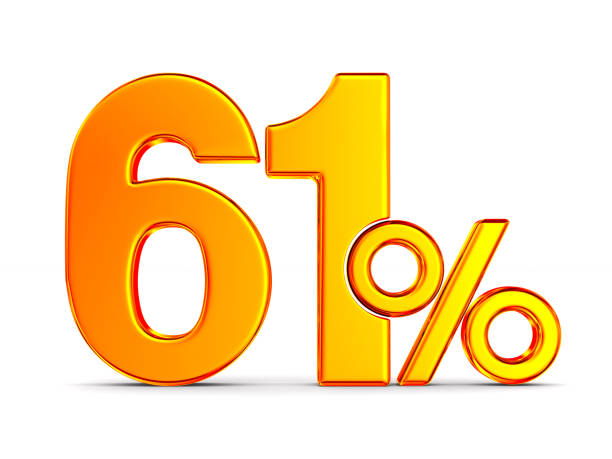 istock sixty one percent on white background. Isolated 3D illustration 1165455098