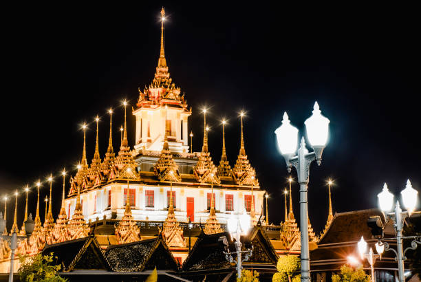 istock Wat Ratchanatdaram Woravihara night view of the temple, Bangkok, Thailand 1165459273