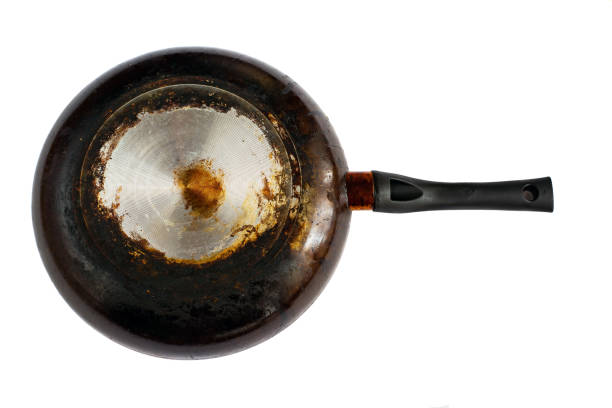 istock frying pan with a dirty, greasy bottom isolated on white background. 1165459828