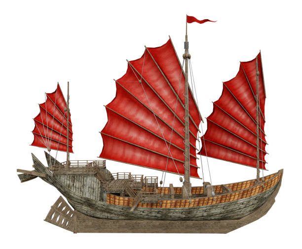 istock Chinese junk ship isolated on white background 1165463615