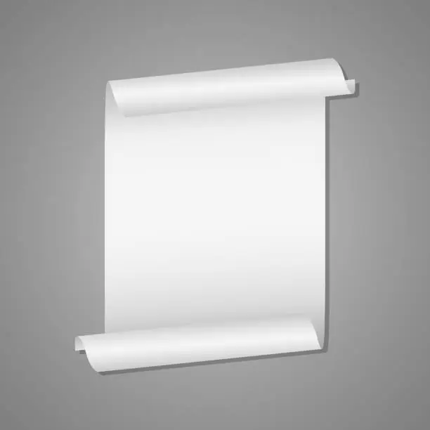 Vector illustration of Unrolled white scroll mockup vector design illustration isolated on grey background