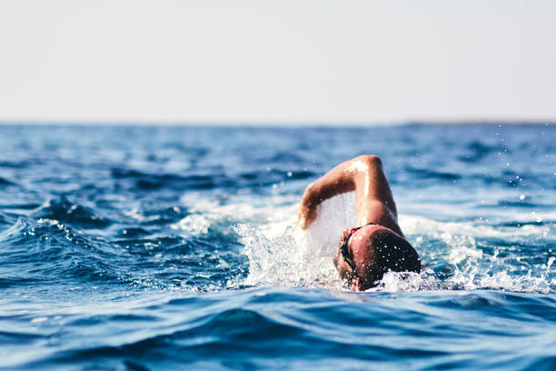 istock Swimmer training on the open sea / ocean. 1165464627