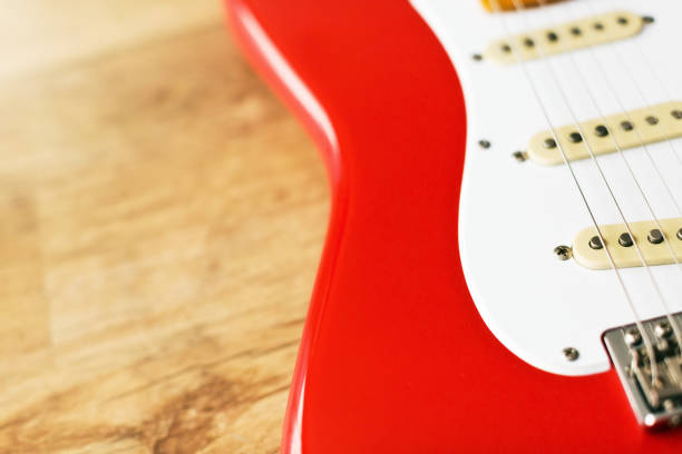 istock Part of a bright red electric guitar 1165464766