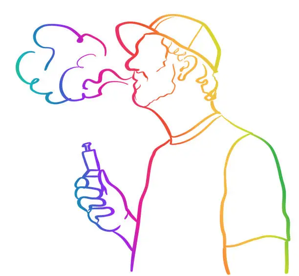 Vector illustration of Vaping Versus Smoking Tobacco Rainbow