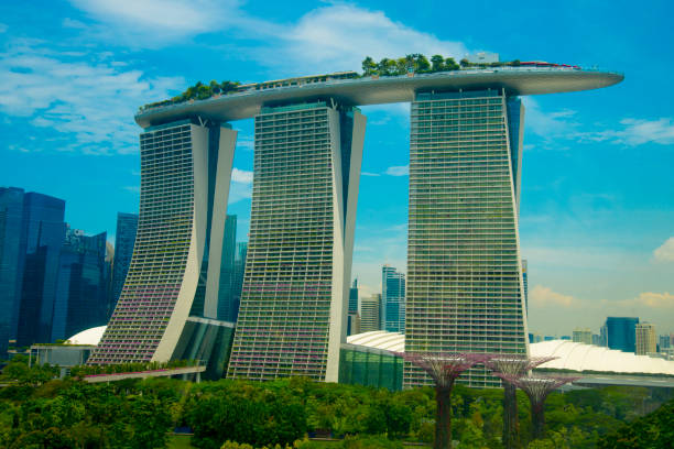 SINGAPORE CITY, SINGAPORE - April 12, 2019: The luxurious Marina Bay Sands hotel opened in 2010