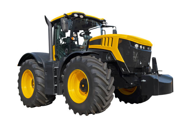istock Big yellow agricultural tractor, front view 1165476362