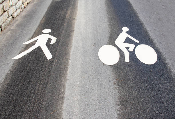 istock Ground marking for bicycles and pedestrians 1165487905