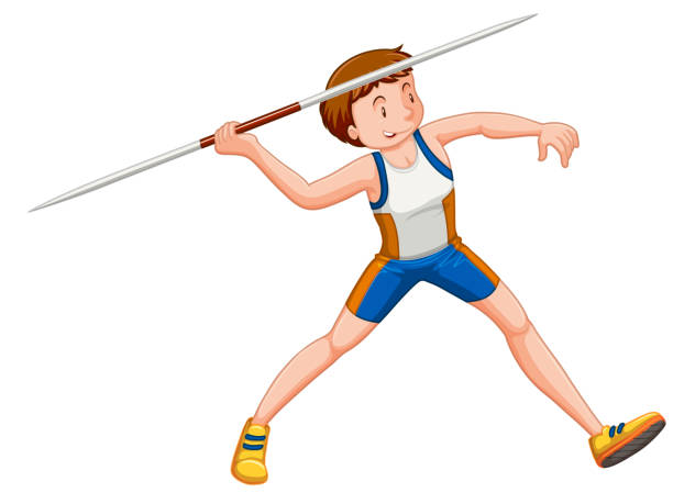 Man About To Throw Javelin Isolated Stock Illustration - Download Image Now  - Javelin, Adult, Art - iStock