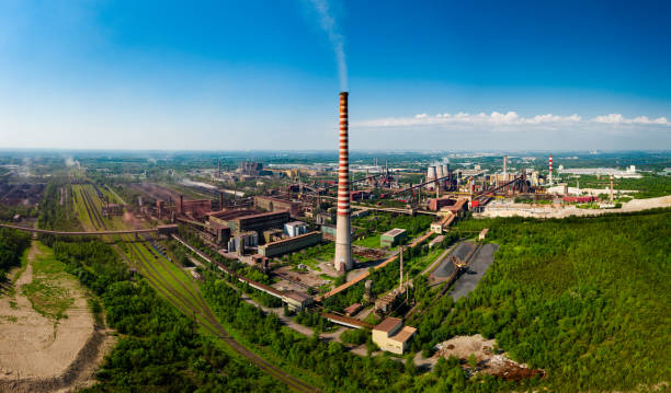 istock Industrial landscape with heavy pollution 1165489370