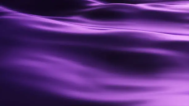 3d illustration abstract background of a developing fabric. Wave motion on violet silk.