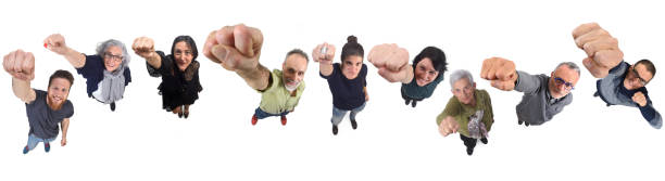 group of people on white background,