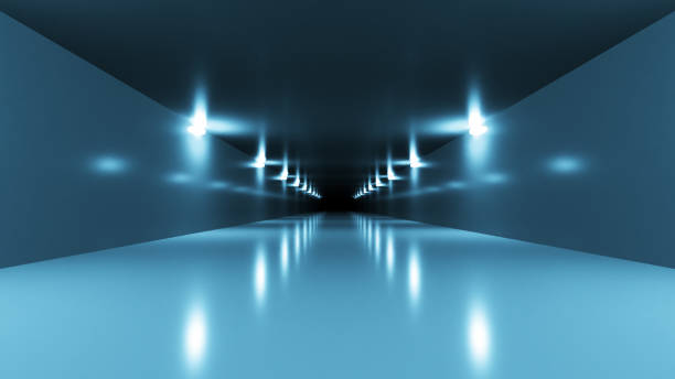 istock Futuristic sci-fi tunnel interior. Science fiction corridor. Abstract modern technology background. 3d illustration 1165492233