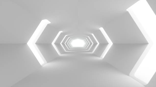 istock Flying in a futuristic white sci-fi tunnel interior. Science fiction corridor. Abstract modern technology background. 3d illustration 1165492237