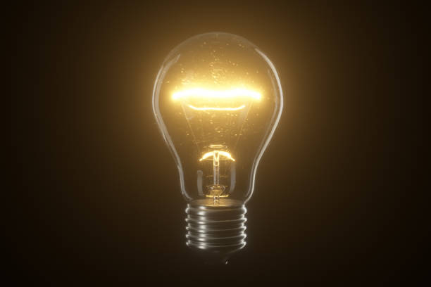 istock Flickering tungsten light bulb lamp over black isolated background. 3d illustration 1165492255