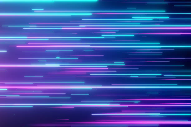 istock Abstract directional neon lines geometric background. Data flow. Optical fiber. Explosion star. Motion effect. Modern light spectrum, fluorescent ultraviolet light. 3d illustration 1165492285