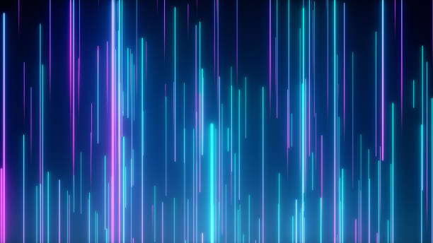 istock Abstract directional neon lines geometric background. Data flow. Optical fiber. Explosion star. Motion effect. Modern light spectrum, fluorescent ultraviolet light. 3d illustration 1165492299
