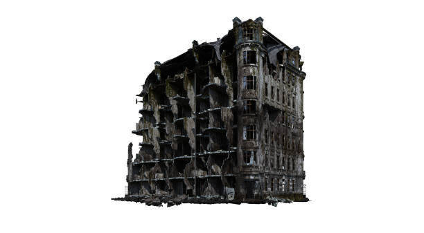 istock Building ruins. Isolated on white background. 3D Rendering, Illustration. 1165494573