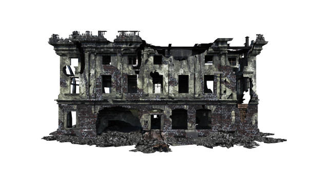 istock Building ruins. Isolated on white background. 3D Rendering, Illustration. 1165494697