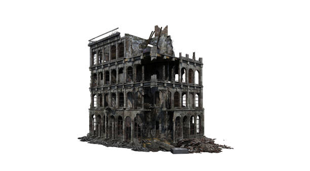 istock Building ruins. Isolated on white background. 3D Rendering, Illustration. 1165494816