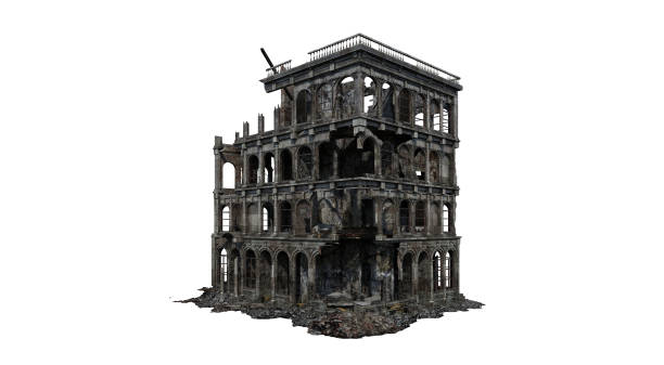 istock Building ruins. Isolated on white background. 3D Rendering, Illustration. 1165494823