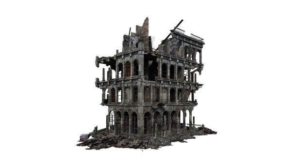 istock Building ruins. Isolated on white background. 3D Rendering, Illustration. 1165494844