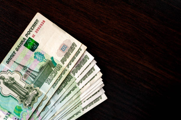 cash, currrency, banknotes bank russia - currrency imagens e fotografias de stock