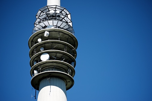 Telecommunications tower in Black Forest, Germany.