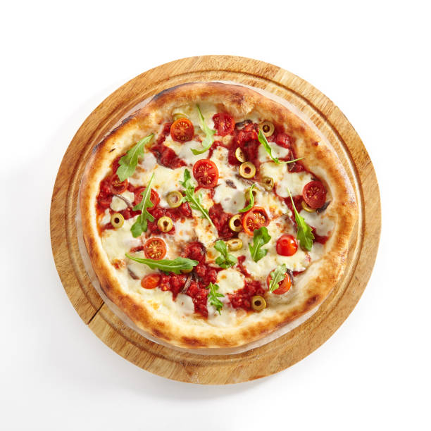 istock Pizza Marinara with Anchovy Isolated on White Background 1165498925