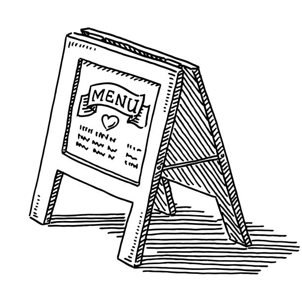 illustrations, cliparts, dessins animés et icônes de dessin d'affichage de stand-up de menu de restaurant - tableau daffichage