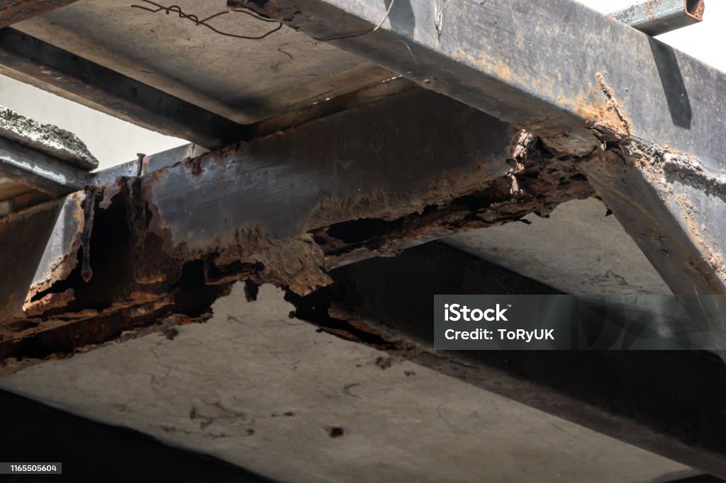 Support Rust Condition Rust On Steel Structural Columns Post Floor Support Stock Photo ...