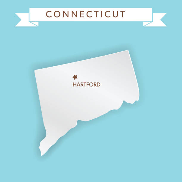 U.S State With Capital City, Connecticut Isolated U.S.A State With Capital City connecticut stock illustrations