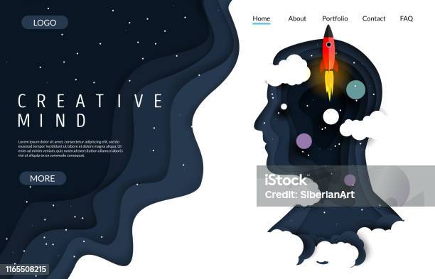Creative Mind Vector Website Landing Page Design Template Stock Illustration - Download Image Now