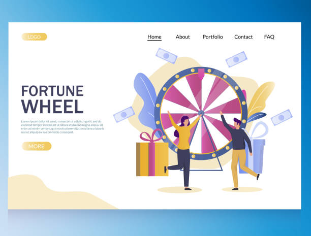 フォーチュンホイールベクトルウェブサイトランディングページデザインテンプレート - wheel incentive award spinning点のイラスト素材／クリップアート素材／マンガ素材／アイコン素材