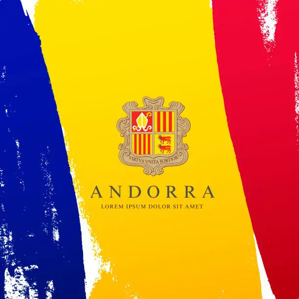 Vector illustration of Flag of Andorra. Vector illustration on a white background. Brush strokes