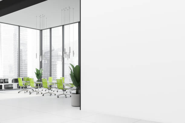 istock Conference room interior with mock up wall 1165515390