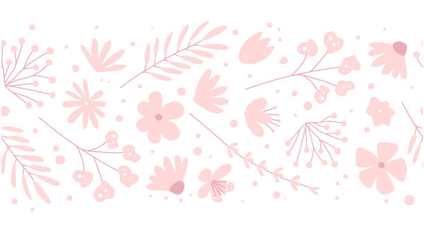 ilustrações, clipart, desenhos animados e ícones de o doodle floresce o teste padrão sem emenda para a tela. fundo cor-de-rosa do girlish - feminilidade