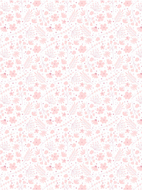 직물에 대한 낙서 꽃 패턴. 소녀 핑크 배경 - femininity pattern female backgrounds stock illustrations