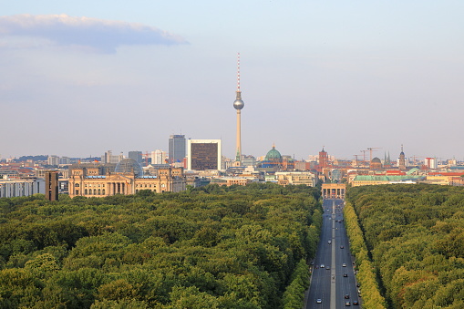 Aerial view of Tiergarten Park and main landmarks of city of Berlin, Berlin, Germany (Deutschland)