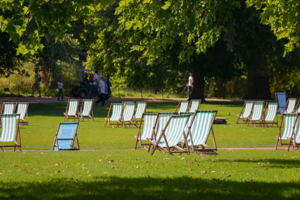 istock Deck chairs in St. James's Park, London, UK 1165525054