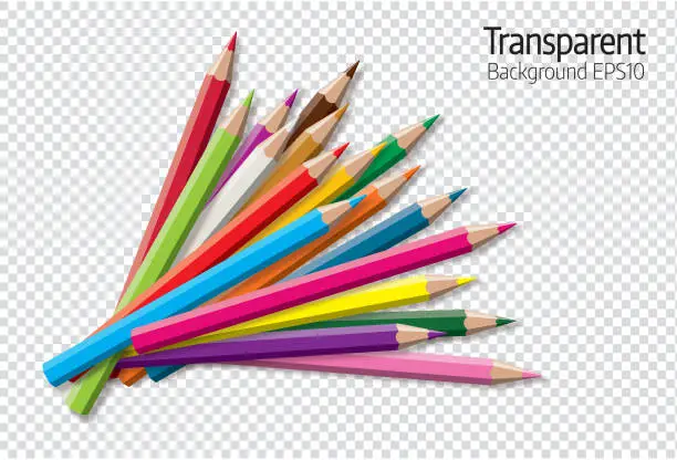 Vector illustration of Set of colored pencil collection - isolated vector illustration colorful pencils on white background.