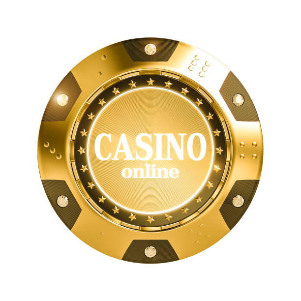 istock isolated 3d render golden casino chip with diamond. 1165528184